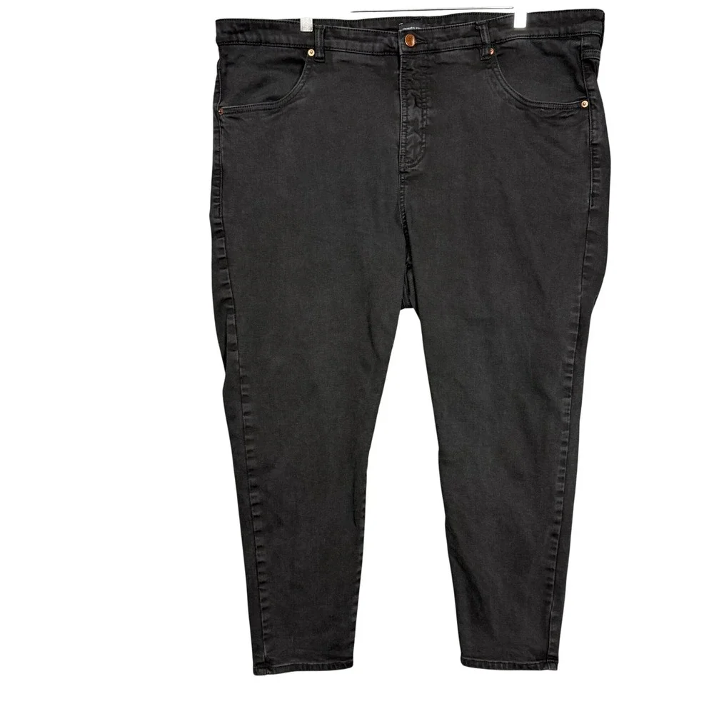 Universal Standard Jeans Womens 22 Black High Rise Straight Leg Cotton Stretch‎
